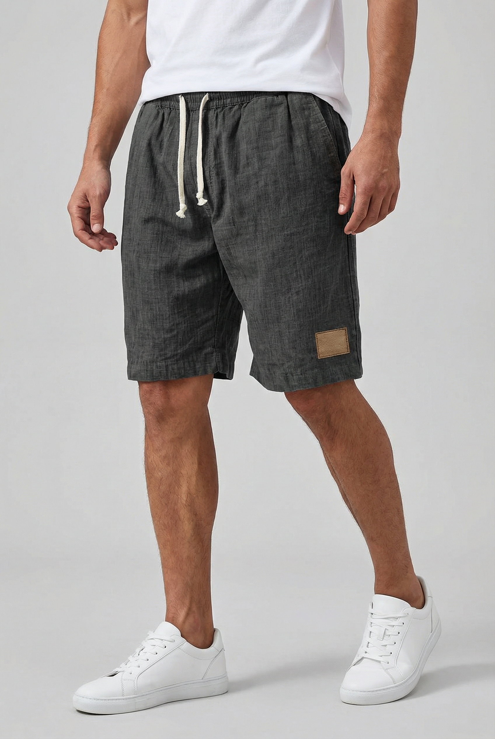 Shorts Til Mænd - Linned, Letvægts, Elastisk Linning, Casual Design 5