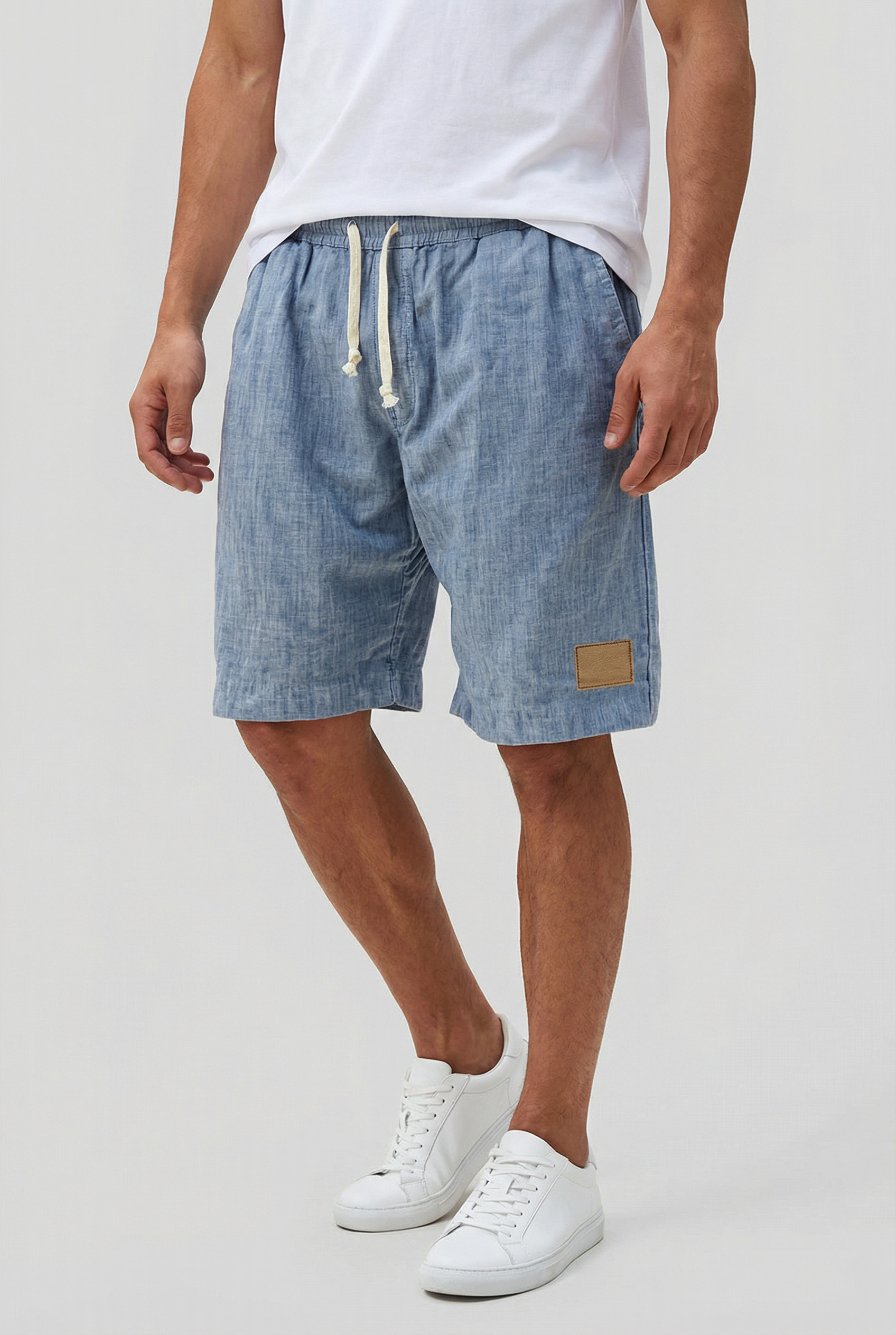 Shorts Til Mænd - Linned, Letvægts, Elastisk Linning, Casual Design 8