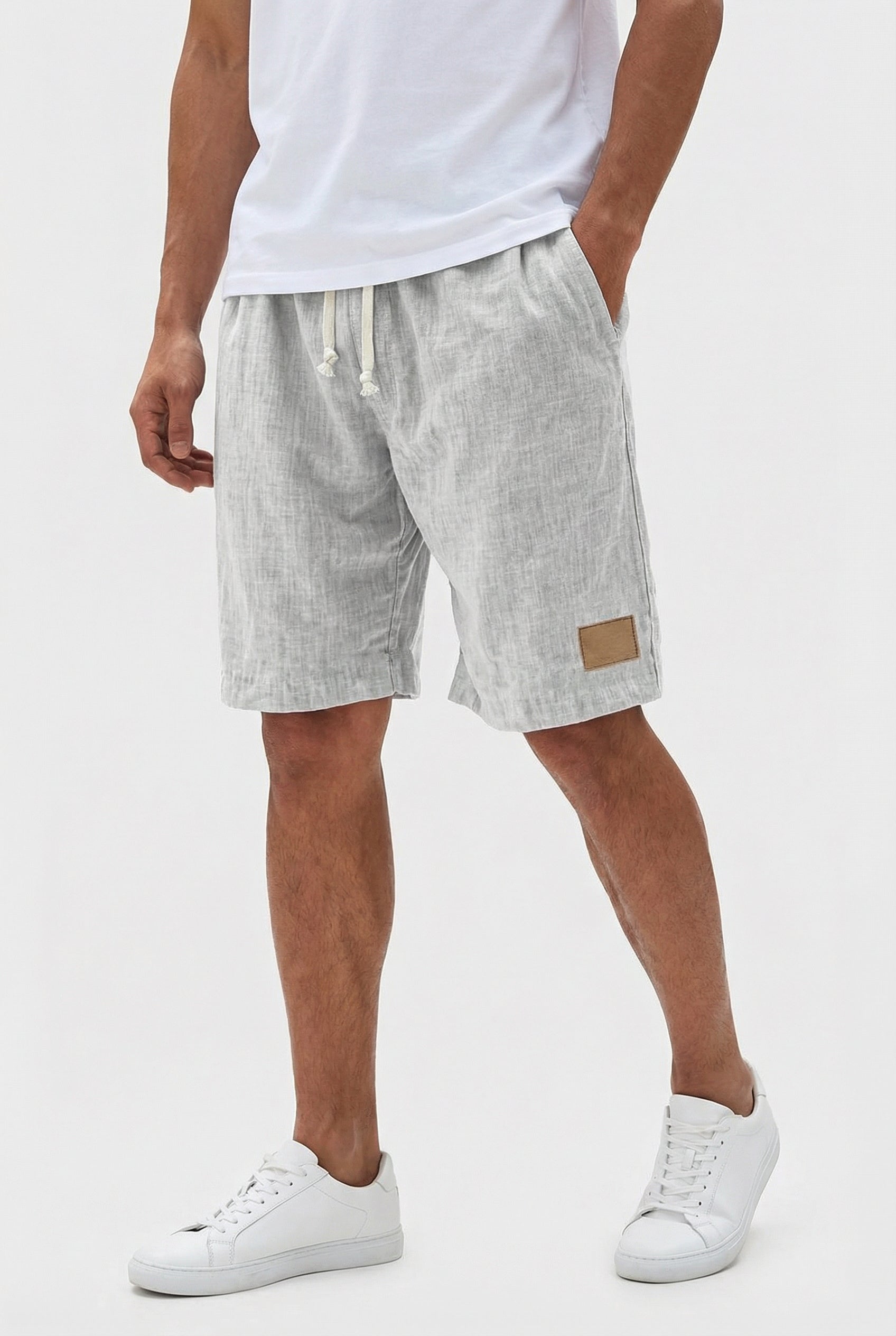 Shorts Til Mænd - Linned, Letvægts, Elastisk Linning, Casual Design 4