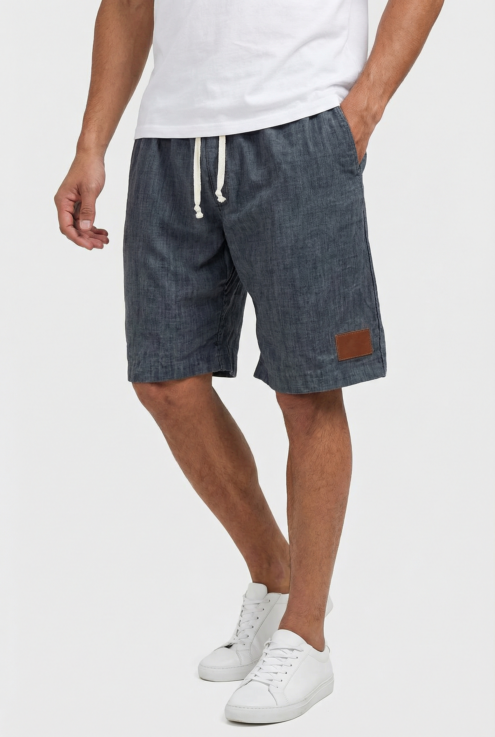 Shorts Til Mænd - Linned, Letvægts, Elastisk Linning, Casual Design 6
