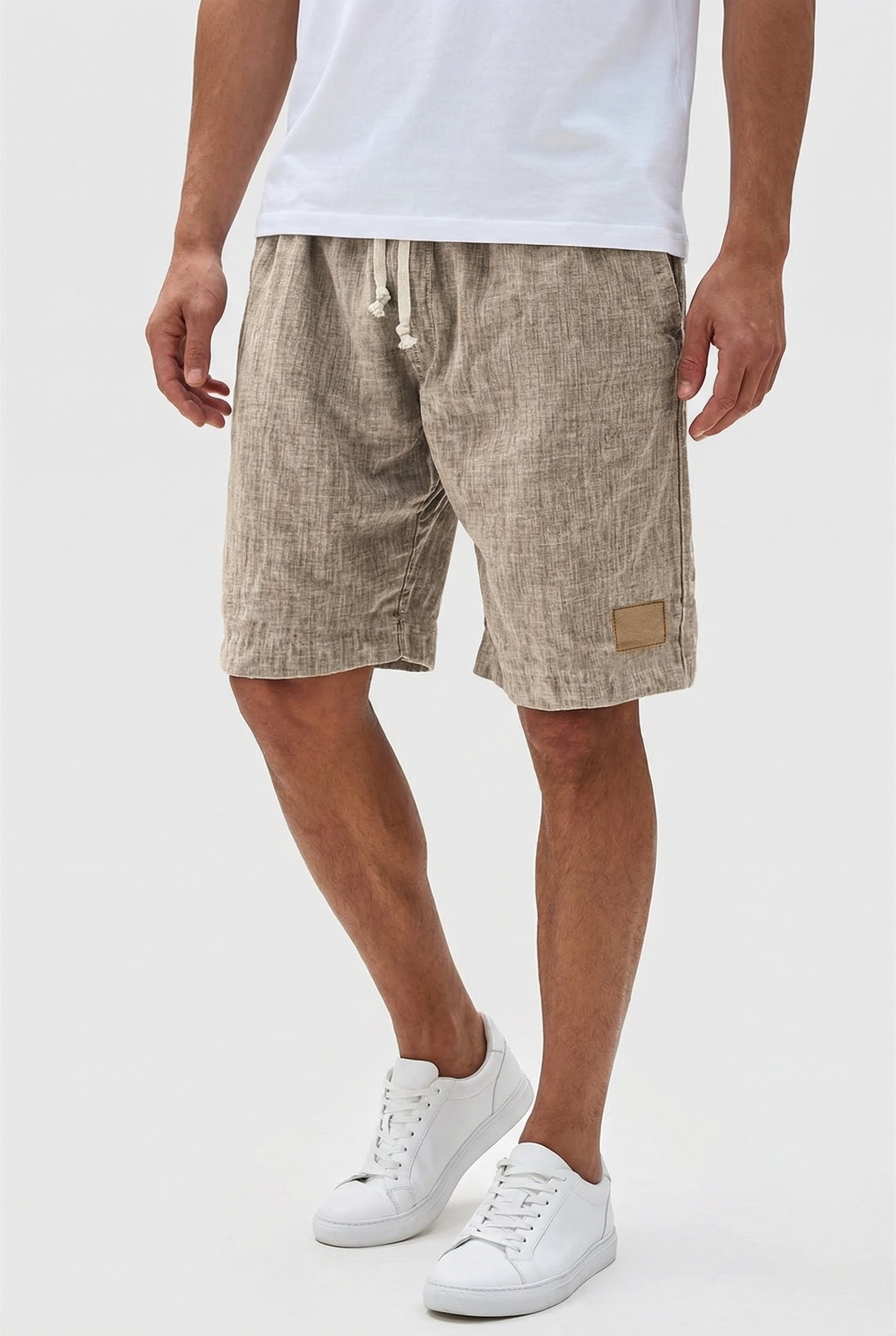 Shorts Til Mænd - Linned, Letvægts, Elastisk Linning, Casual Design 7